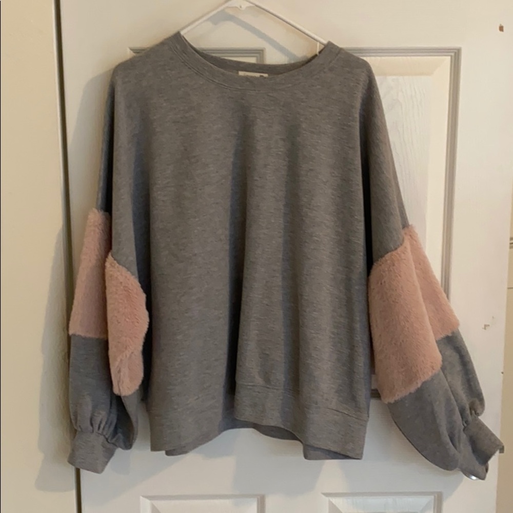 Cozy fuzzy sleeved sweatshirt